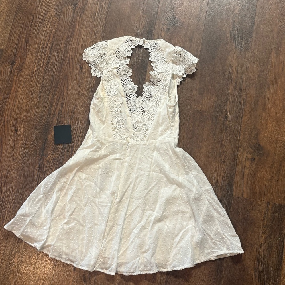 Lulu’s Believe in Dreams White Swiss Dot Lace Backless Skater Dress - Picture 6 of 7